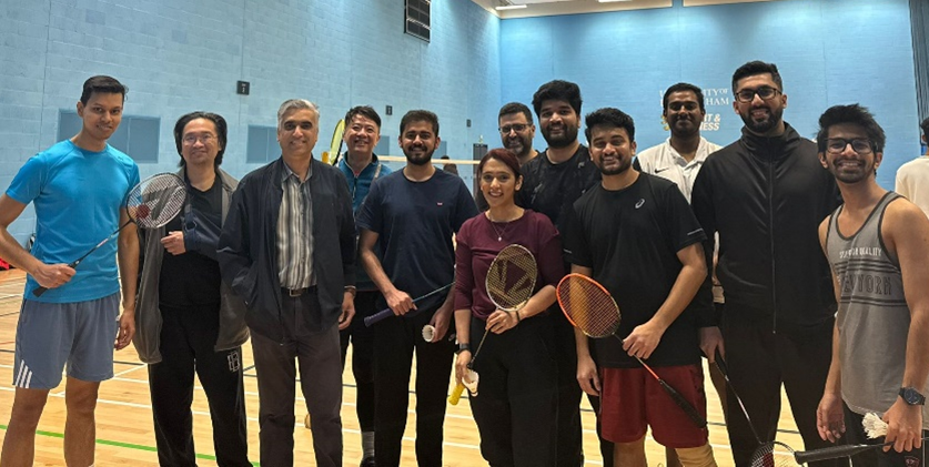 Group photo of junior doctors at a squash event.