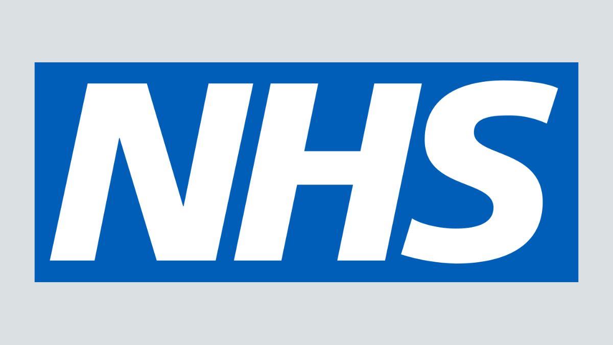 NHS logo on grey background